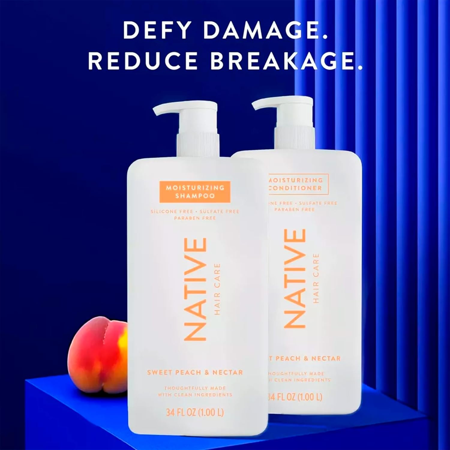 Native Sweet Peach & Nectar Shampoo & Conditioner, 34 Fl. Oz. - Pack Of 02.