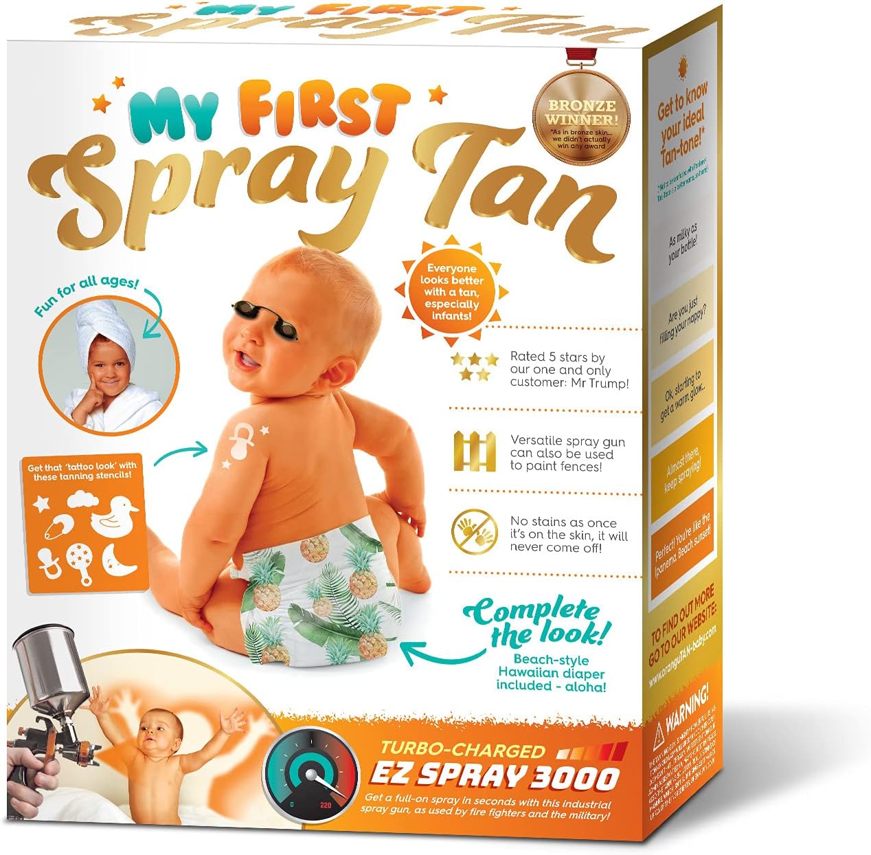 My First Spray Tan Prank Gift Box - Funny Gift For New Parents or White Elephant Gift