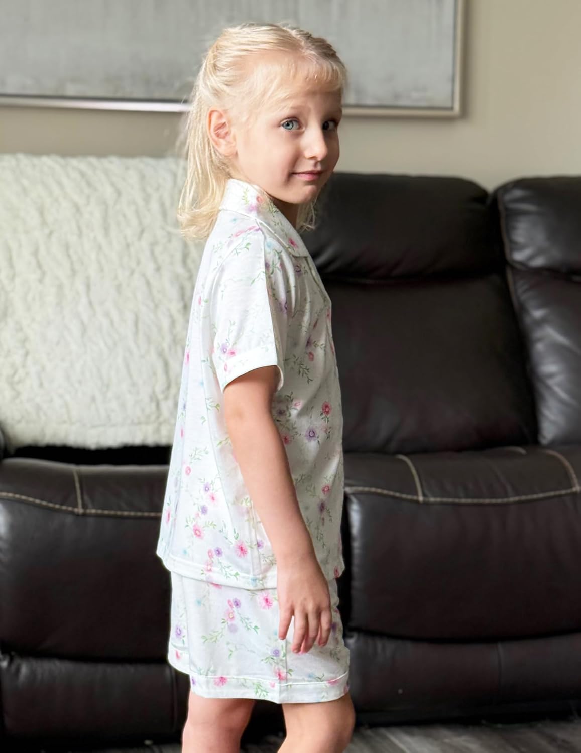 Arshiner Girls Pajamas Sets Short Sleeve Kids Pjs Button Down Sleepwear for 4-13Y - Image 5