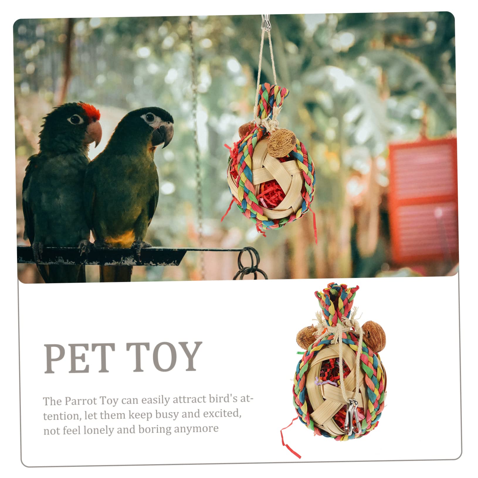 BESPORTBLE 4pièces Jou Suspendre pour Perroquet Naturel Accessoire De Jeu pour Oiseaux Jou Mâcher Déchiqueter pour Cage à Oiseaux