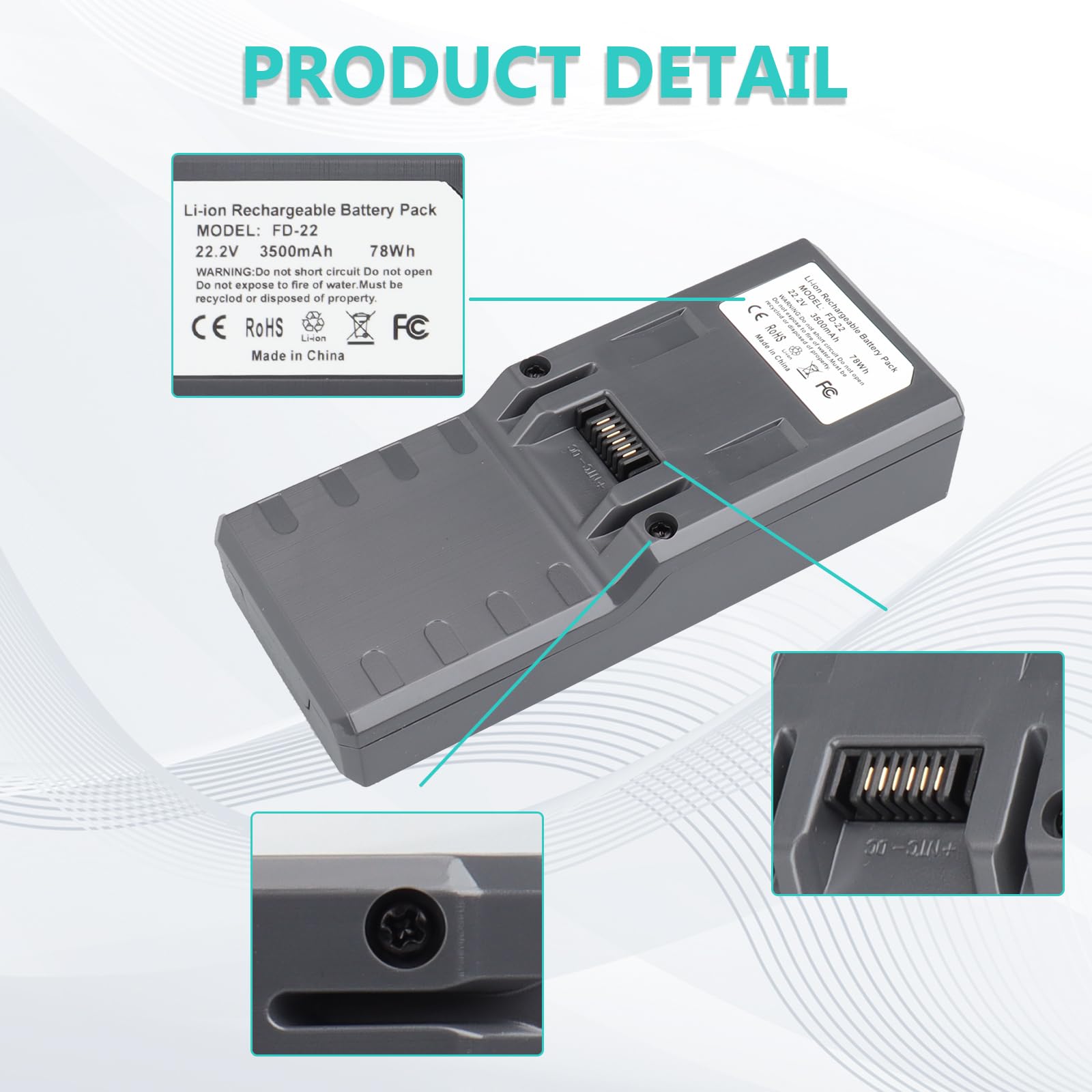 Batteria sostitutiva MXJFYY 22,2 V 3500 mAh per aspirapolvere Hoover Freedom serie FD22 FD22G 011, FD22RP 011, FD22L 001, FD22BC 011, FD22BR 001, modello 35601729