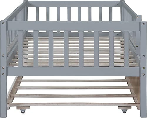 Miniatura 121 de Merax Marco de cama de piso de madera con valla y puerta, natural Natural,Gris,Nuez,Blanco,https://www.amazon.com/dp/undefined