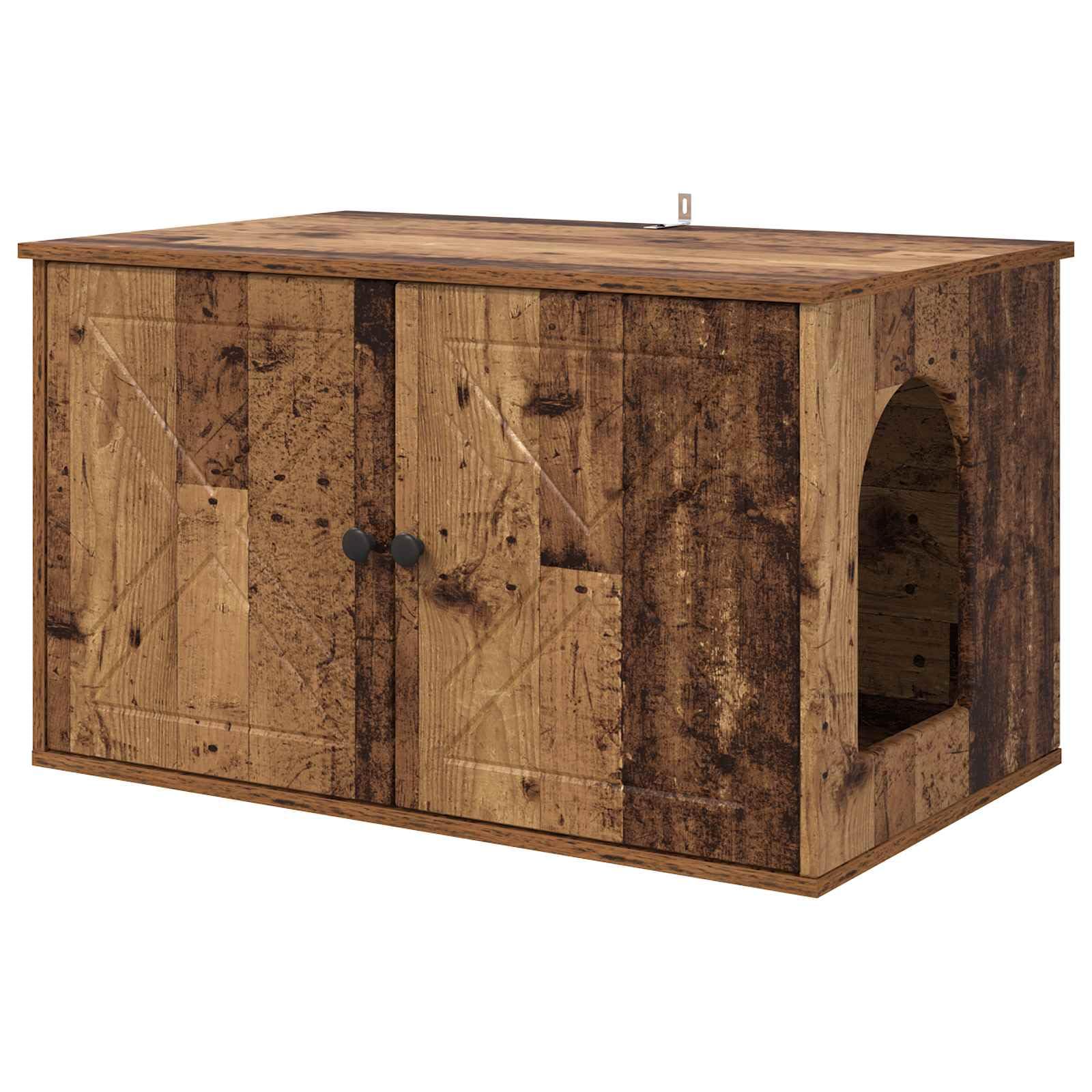 Maison pour chat en bois d'ingénierie style bois ancien 85x55cm
