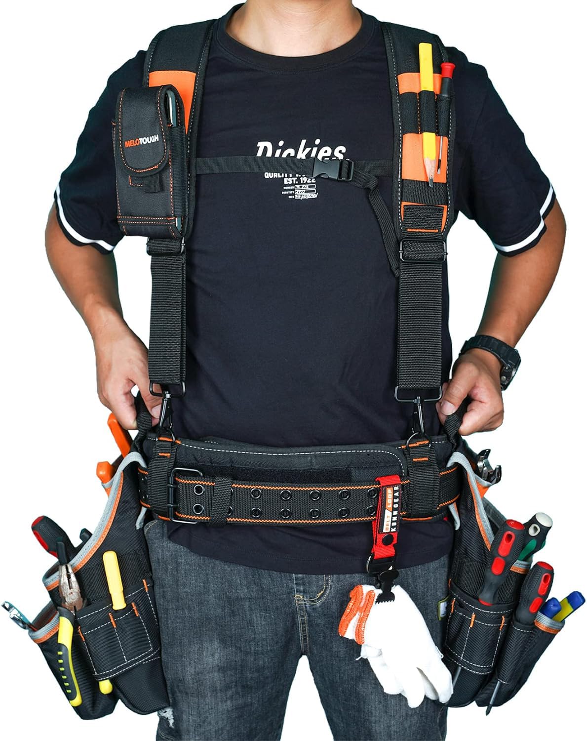 MELOTOUGH Pro Framer Combo System - Cintura per attrezzi con bretelle, custodia per attrezzi da costruzione, resistente e multifunzione per elettricisti, coperture, appaltatori