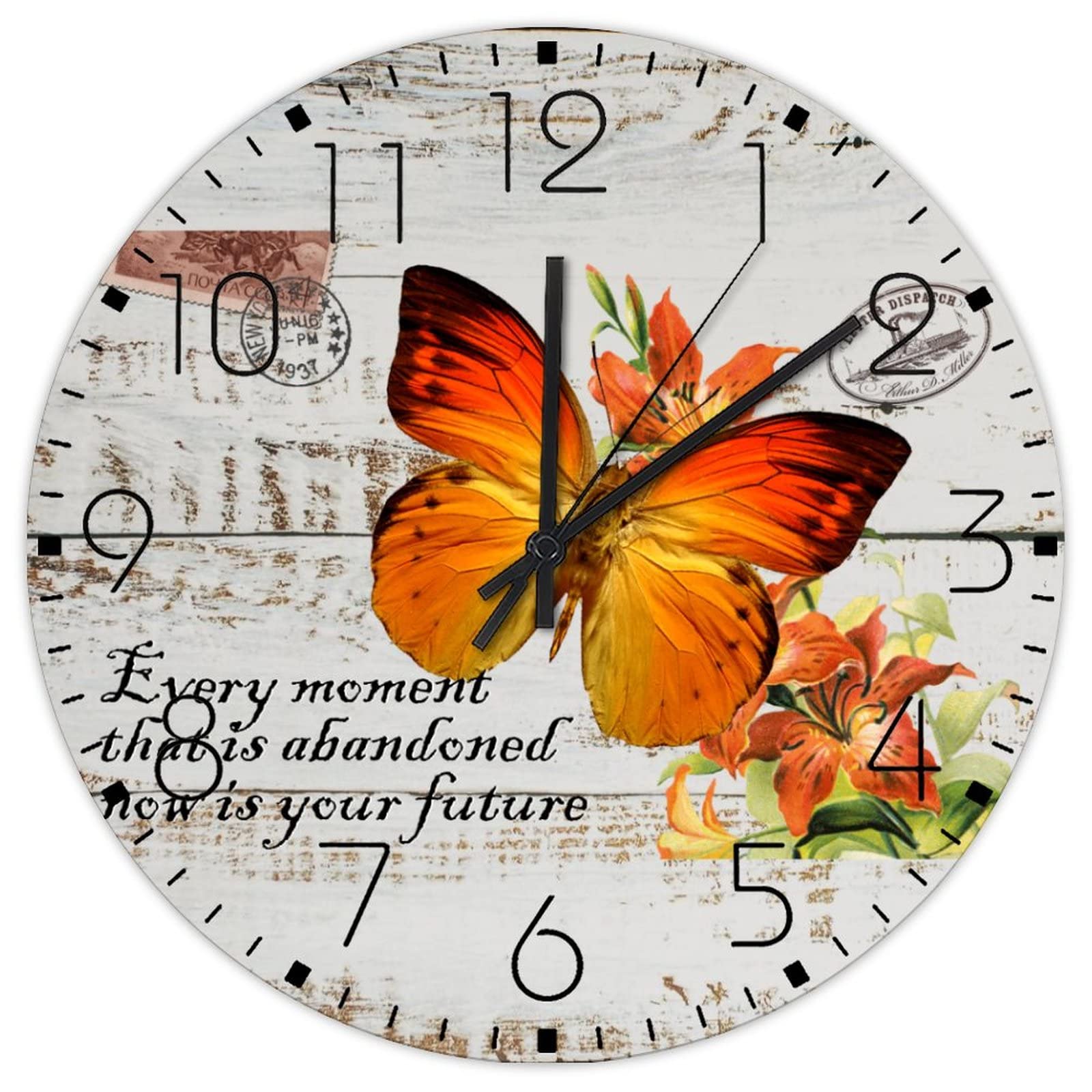 Horloge murale en bois haut de gamme 38,1 cm style rétro pour atelier