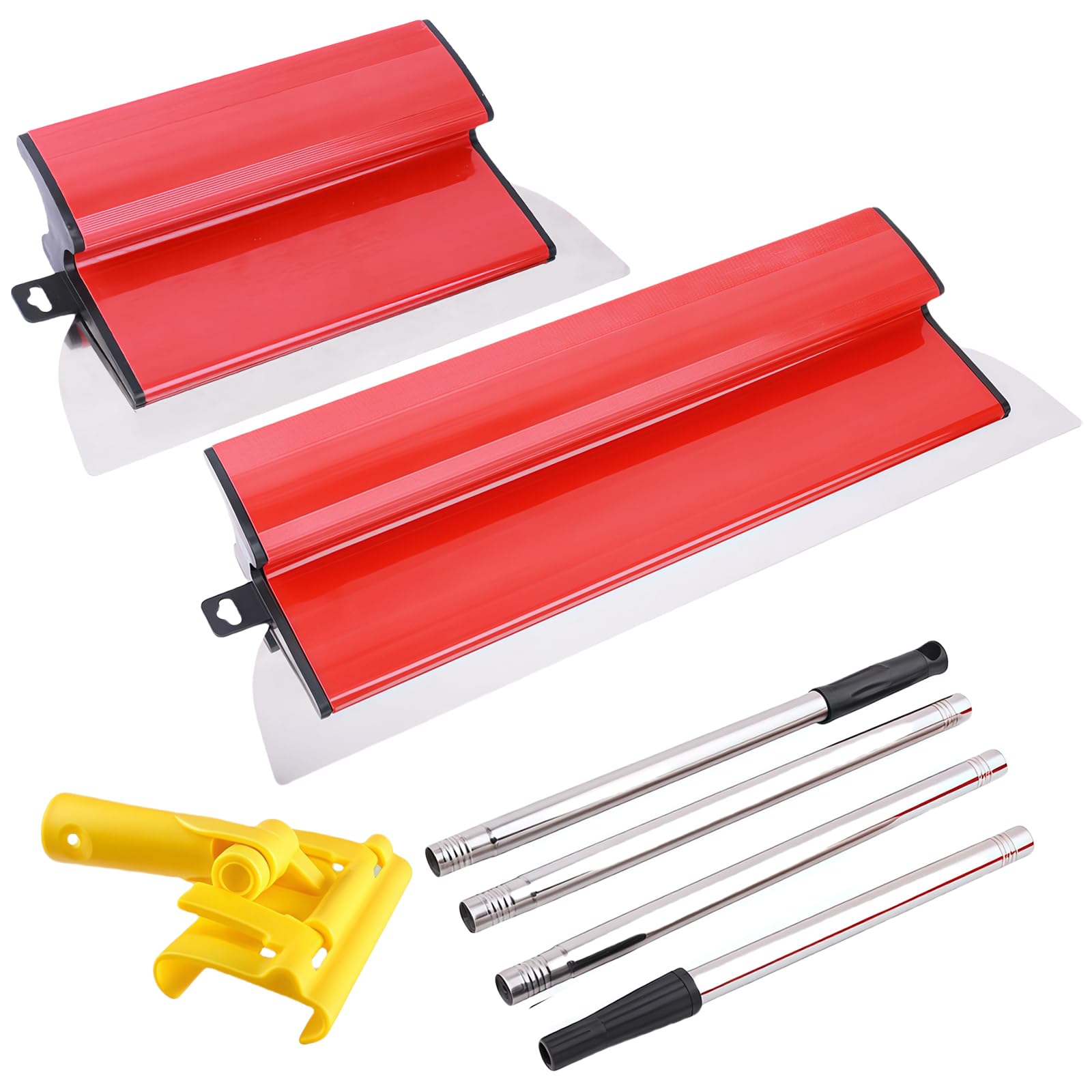 GAESHOW Juego de EspáTulas de Acero Inoxidable 0.35 mm, 25 cm + 40 cm, mango de extensión de 160 cm, Llana para Alisar Paredes con Mango en Z, Espatulas Pladur para Paneles de Yeso, Paredes y Techos