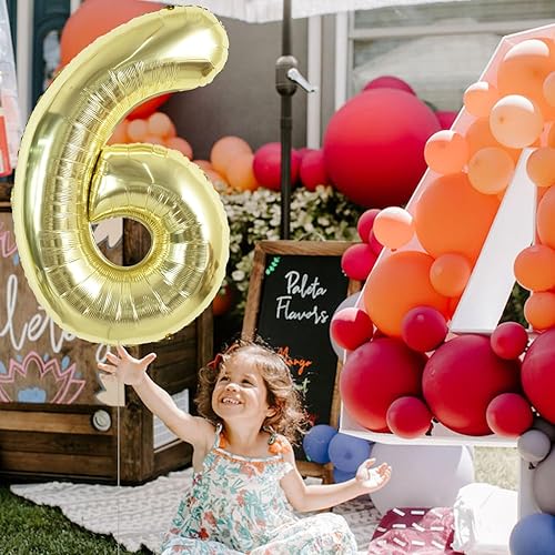 Miniatura 282 de TONIFUL Globos arcoíris de 40 pulgadas con números grandes del 0 al 9, globos digitales número 4 para helio, globos de aluminio Mylar con números