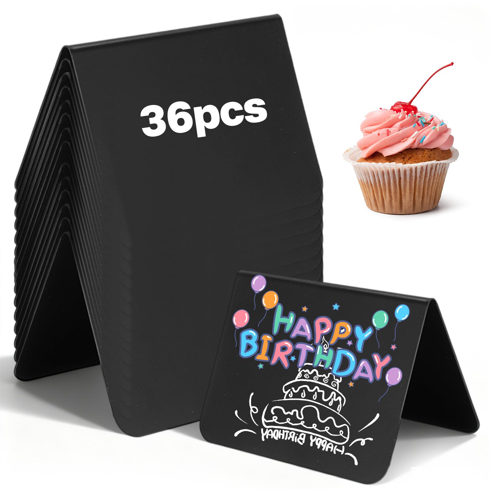 36 PCS Mini Chalkboard Signs, 10 x 7.5cm Reserved Signs for Tables Reusable Mini Chalk Boards Food Labels for Buffet Food Party Birthday Restaurant Bakery Café