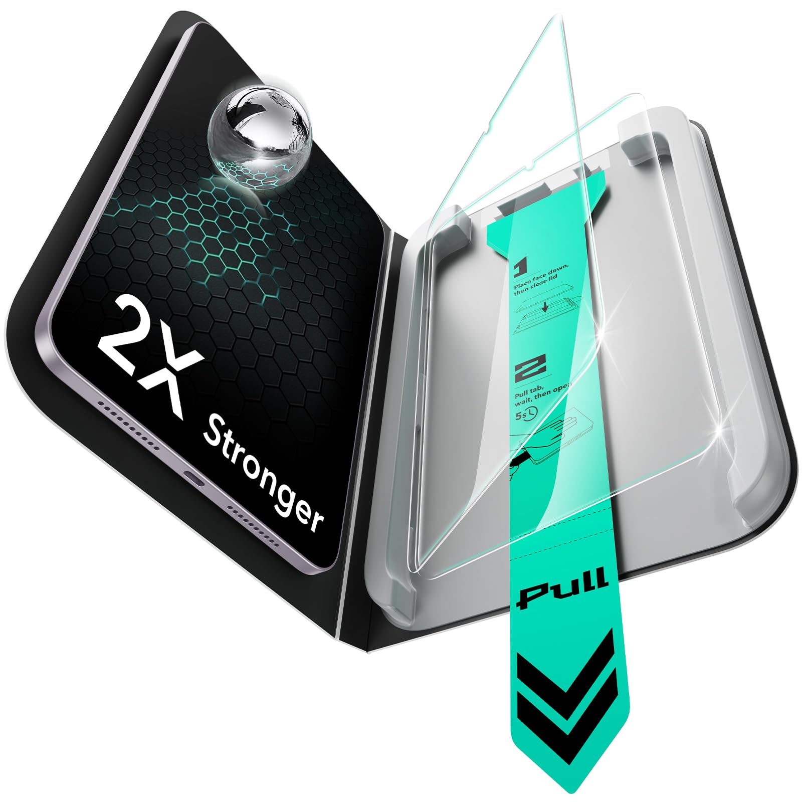 Photo 1 of ESR 2 Pack Screen Protector for iPad mini 7th Gen (A17 Pro, 2024) & 6th Gen (2021), 9H Tempered Glass Film with UltraFit Tray, Scratch-Resistant, HD Clarity, Bubble-Free