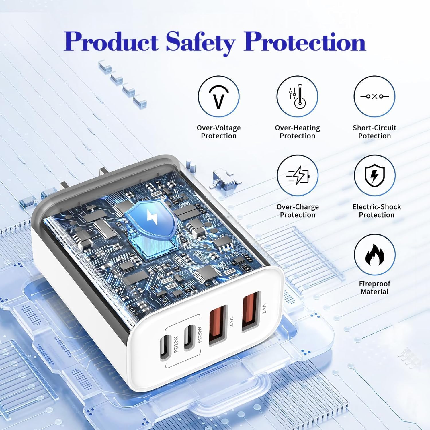 iPhone 17 16 USB C Fast Charger Block,USB C Charging Block 2Pack 40W Type C 4in1 Multiport Fast Plug Apple Charger for Apple iPhone 17 Pro Max/Air/17 Pro/16 Plus/16e/15 ProMax/14/13/12/XsMax/XR/X,iPad