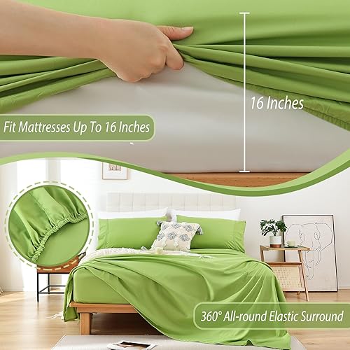 Miniatura 3 de Whitney Home Textile - Juego de sábanas tamaño King, sábanas de microfibra suaves de hotel tamaño King, bolsillo extra profundo, juegos de sábanas y