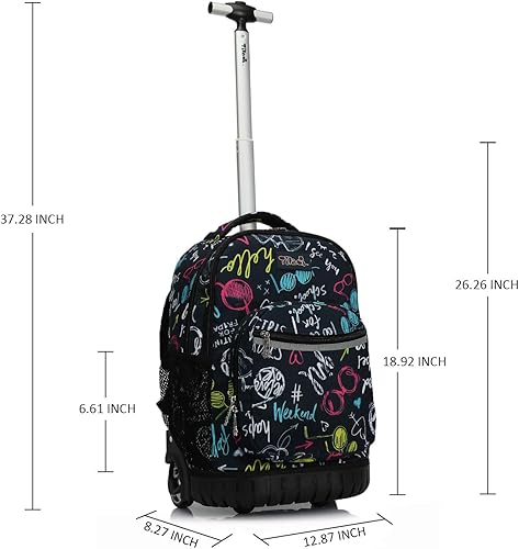 Miniatura 7 de Mochila con ruedas de 19 pulgadas para niños y niñas, viajes, escuela, estudiante, viaje...