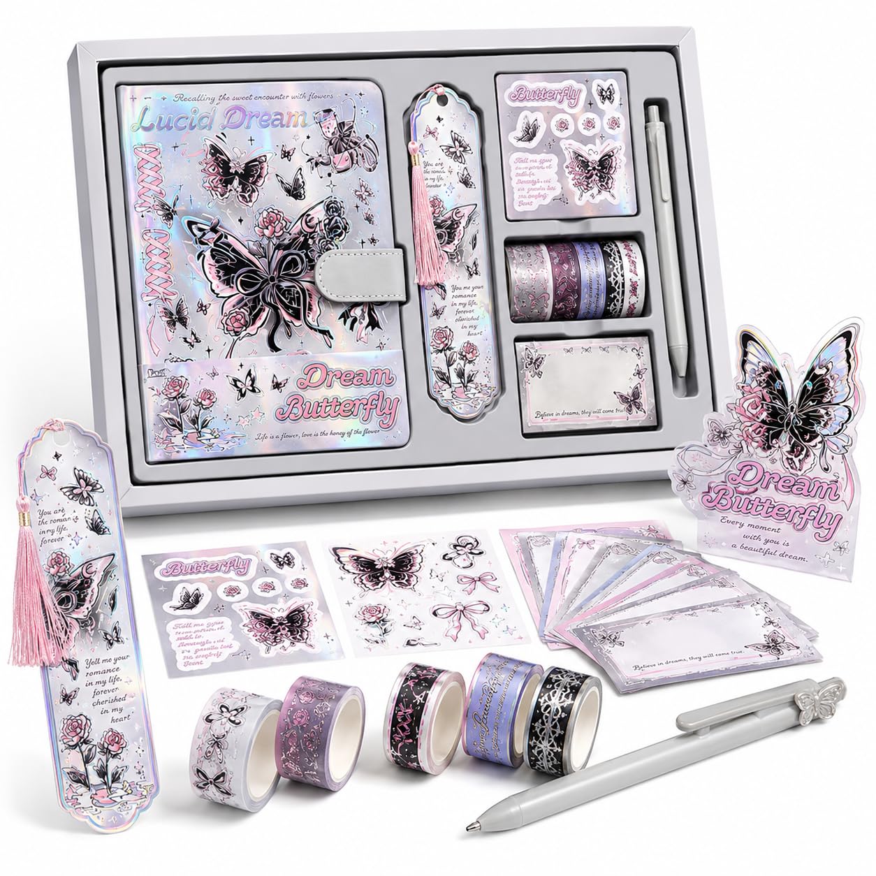 Butterfly Scrapbook Kit for Girls - Kawaii Stationery Gift -9