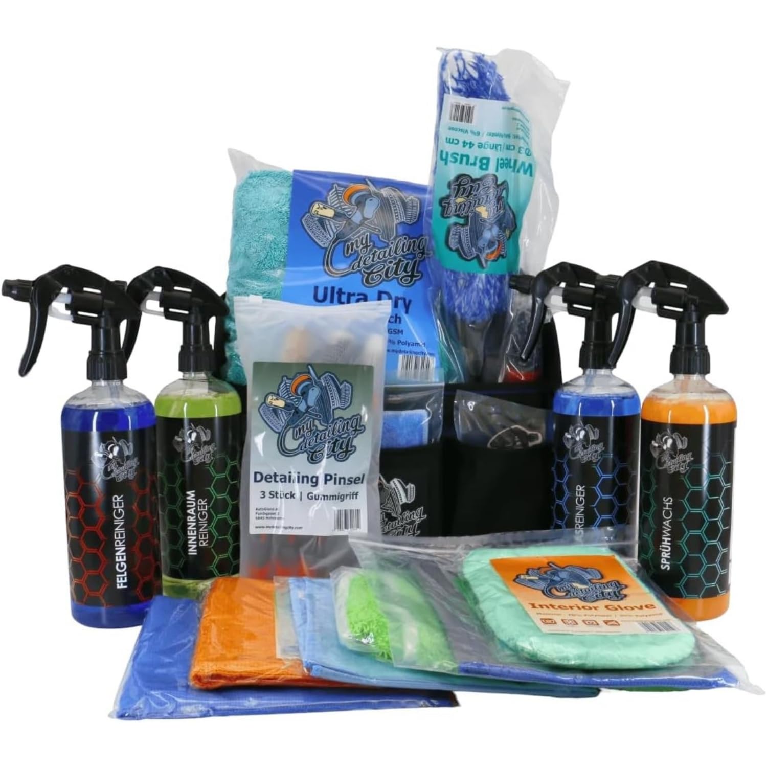Ultimate Car Care Kit - Komplettes Autopflege Set für Innen & Außen - inkl. Reiniger, Mikrofasertücher & Detailing Tools