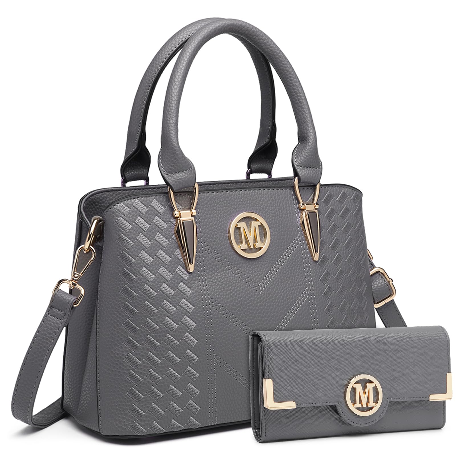Miss Lulu Handtasche Damen Mittelgroß Henkeltasche Elegante Schultertasche Tasche für Damen mit Lychee Muster damenhandtasche aus PU Leder mit Abnehmbarer Schultergurt