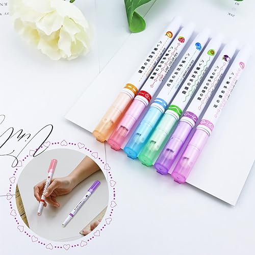 Miniatura 7 de YETOOME Juego de 6 bolígrafos de curvas con 6 formas diferentes de curvas bolígrafos de colores para escribir diario tomar notas dibujar álbumes de