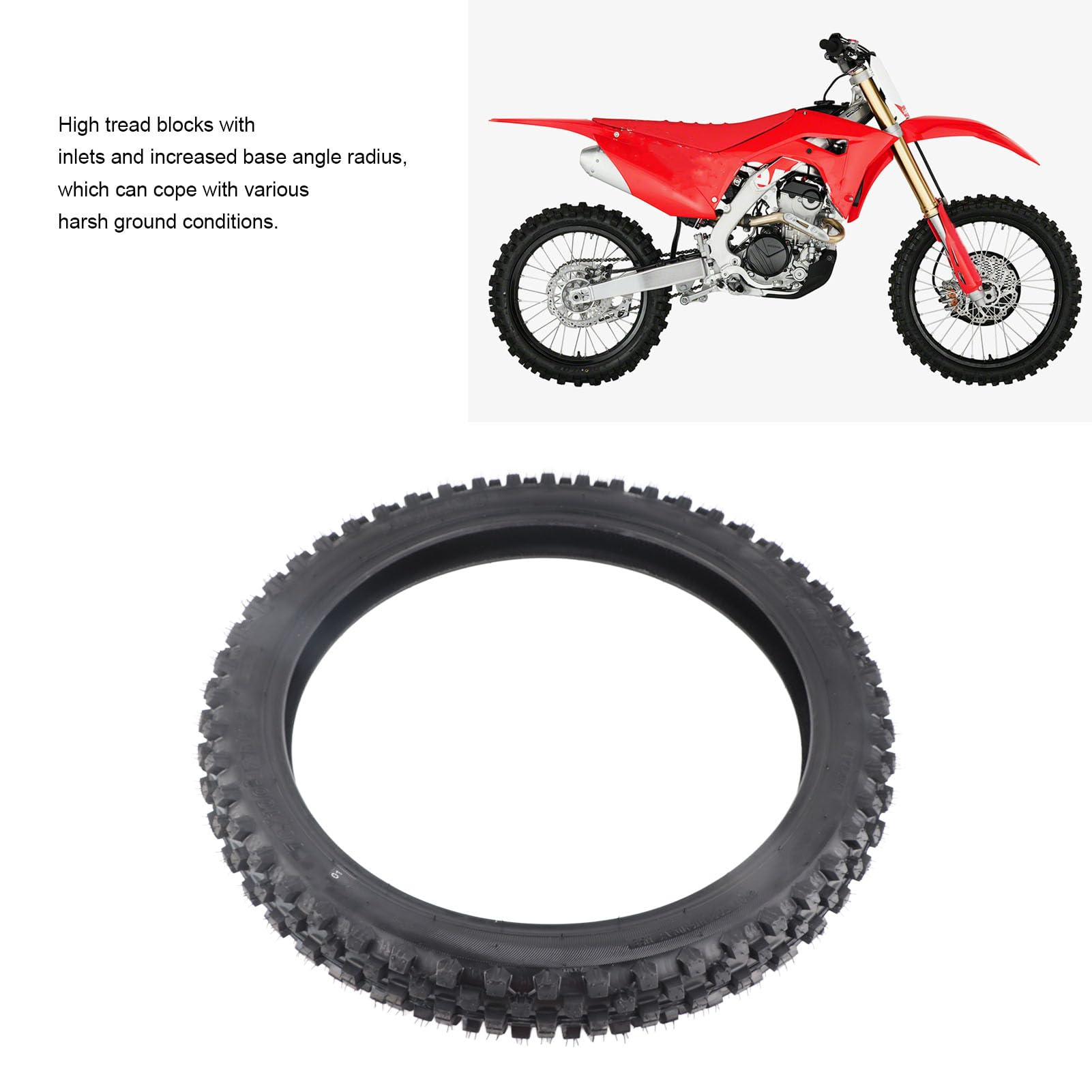 Dioche Kit de Cámara de Aire y Neumático de Goma de 70/100-17 Pulgadas para Bicicleta Pit Pro Trail y MX Enduro