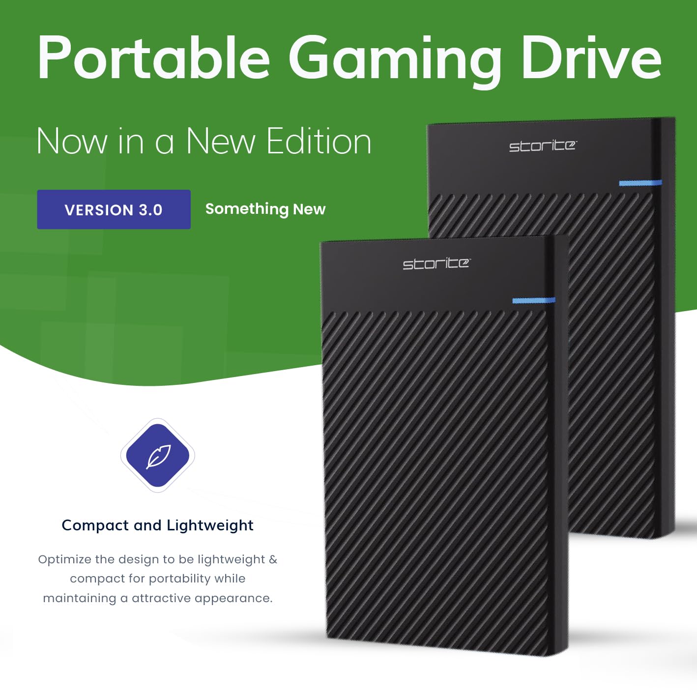 Storite Disco Duro Externo 500GB USB 3.0, Disco Duro portátil, Almacenamiento Plug & Play para portátiles, PC, Mac, Ordenadores de sobremesa y Consolas de Videojuegos - Negro