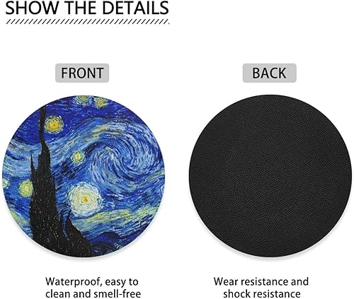 Miniatura 4 de Paquete de 2 posavasos universales para vehículos con Van Gogh Starry Night impermeable, antideslizante, extraíble, portavasos para auto, camioneta,
