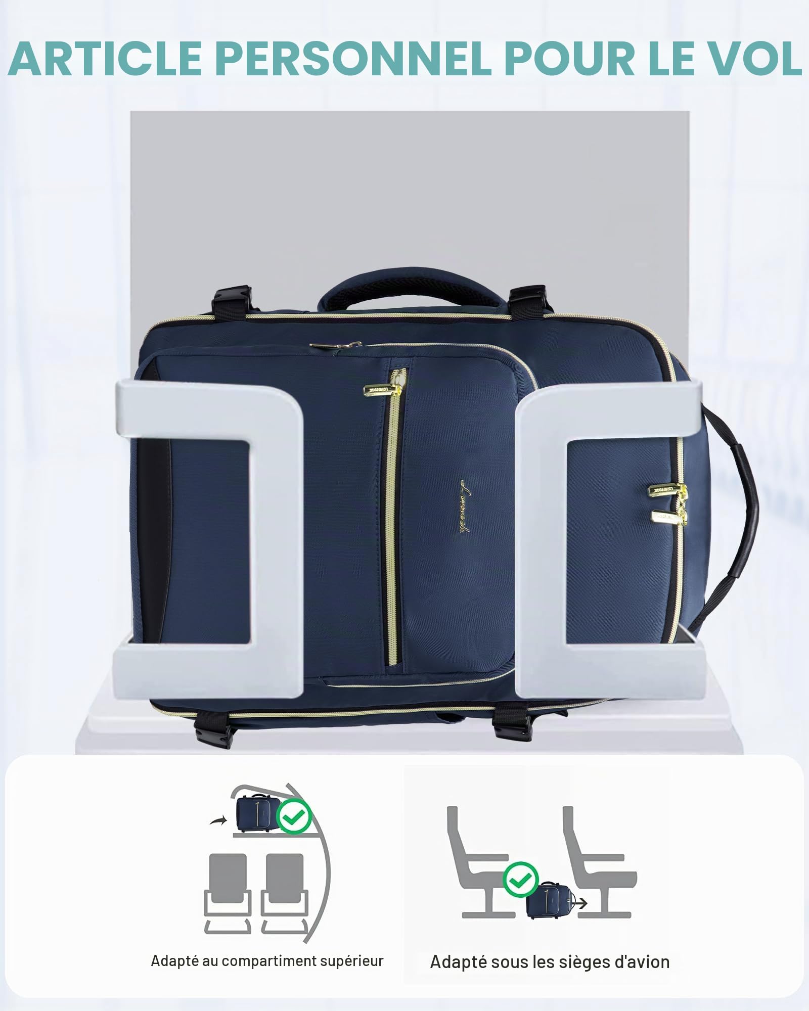 LOVEVOOK Sac à Dos Voyage Femme 40L Sac a Dos Cabine Avion Bagages Backpack | Travel Ryanair, Imperméable Sac Ordinateur Portable 17'' Sac a Dos Valise de Randonnée Affaires Travail Gris Foncé/brun