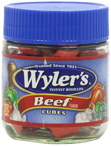 Wyler's Caldo instantáneo, carne de res con cubos de ajo y cebolla, 3.25 onzas (paquete de 8)