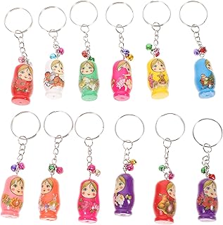 HOMSFOU 12 Pçs Chaveiros De Bonecas De Nidificação Matryoshka Chaveiros De Bonecas Russas De Madeira Bonecas De Nidificação Russas Chaveiros Encantos Para Brinquedos De Infantis