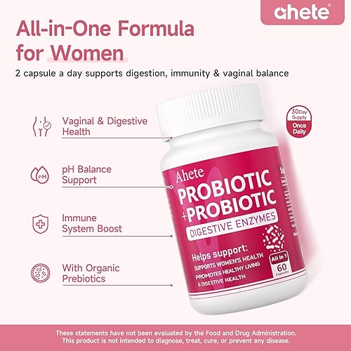 Miniatura 3 de Probiótico para mujeres, probiótico orgánico para el equilibrio del PH, salud digestiva, salud de la mujer, sistema inmunológico, salud vaginal, 120