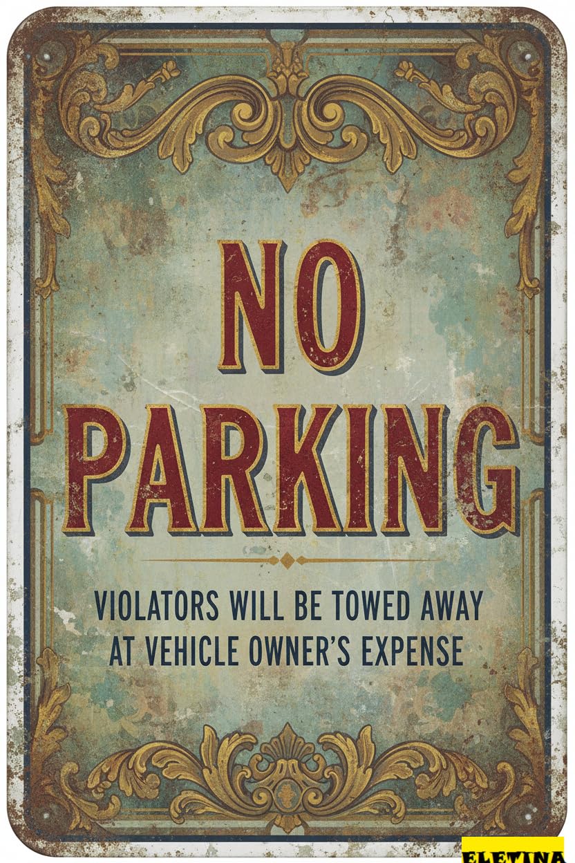 No Parking Violators Towed Away Metal Vintage Street Safety Sign Yard Road Street Outdoor Driveway 8x12in