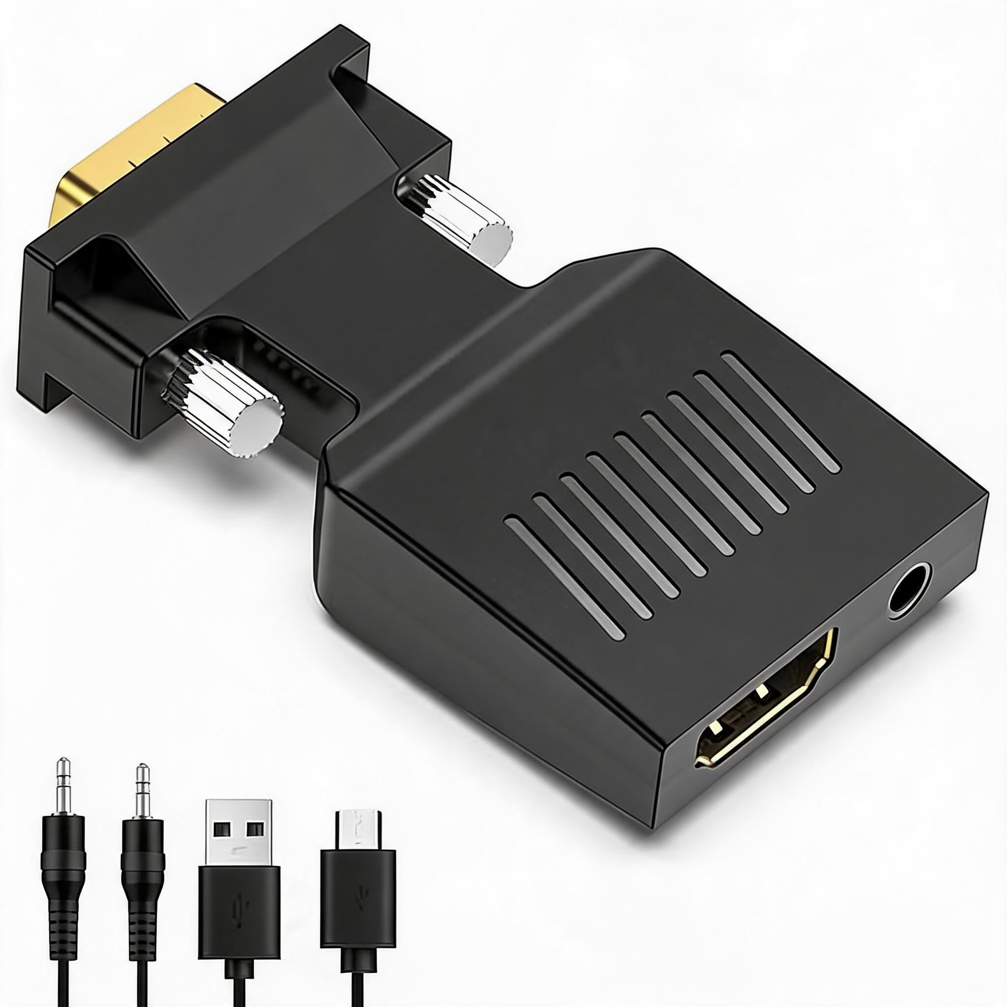 Adaptateur VGA vers HDMI, Convertisseur Actif Mâle vers Femelle 1080P, pour Ordinateur, Projecteur et HDTV