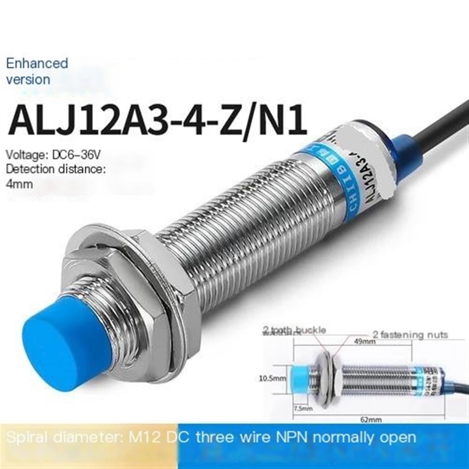 1 Stück Näherungsschalter LJ12A3-4-Z/BX DC dreiadriger NPN-Normalerweise offener induktiver Sensor 12 V 24 V 36 V M12(Lj12a3-4-z Bx a)