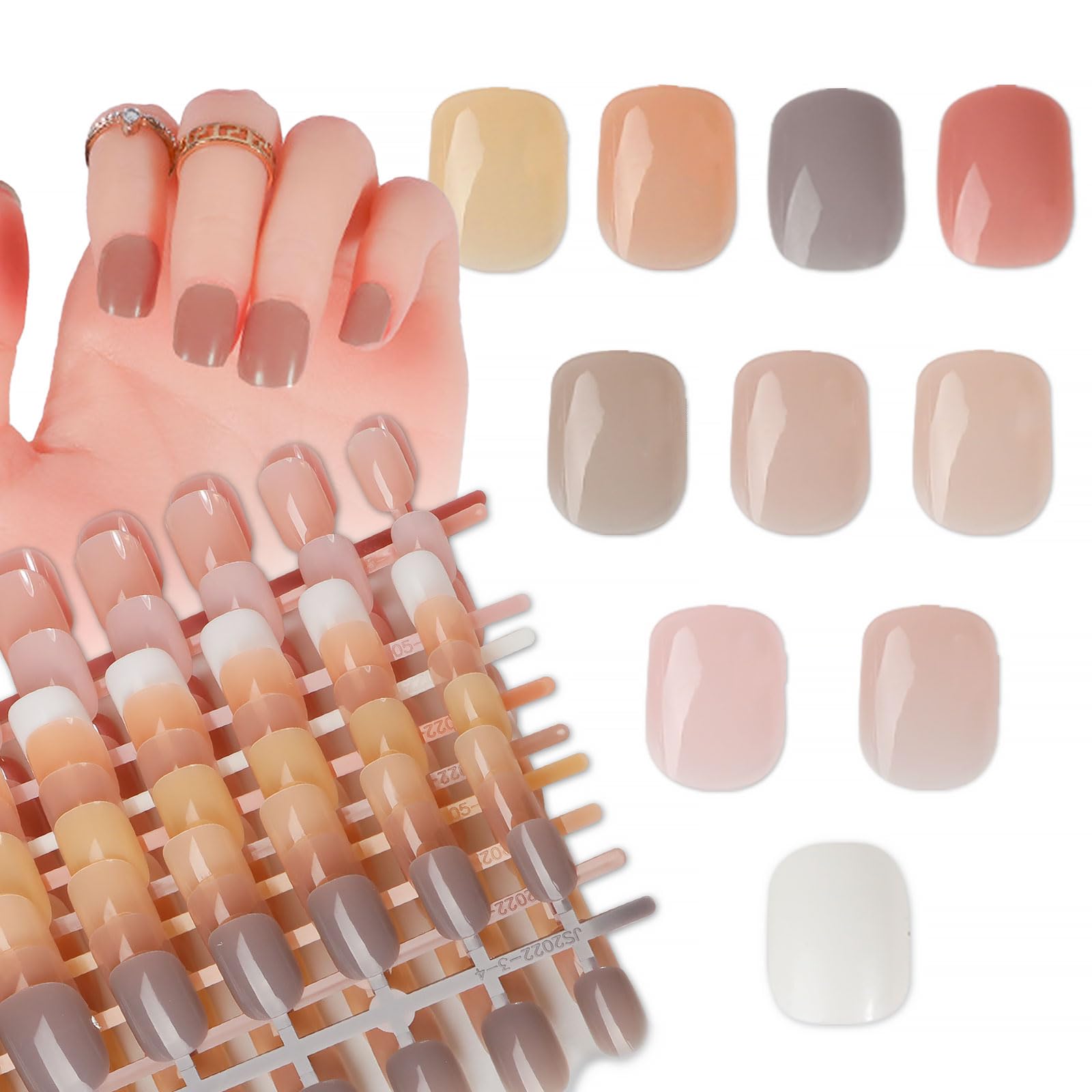 240pcs Short Press on Nails Solid Round False Nails Short Glossy Fake Nails Stick on Nails for Women Nail Art Decorations (Short Round Nails)