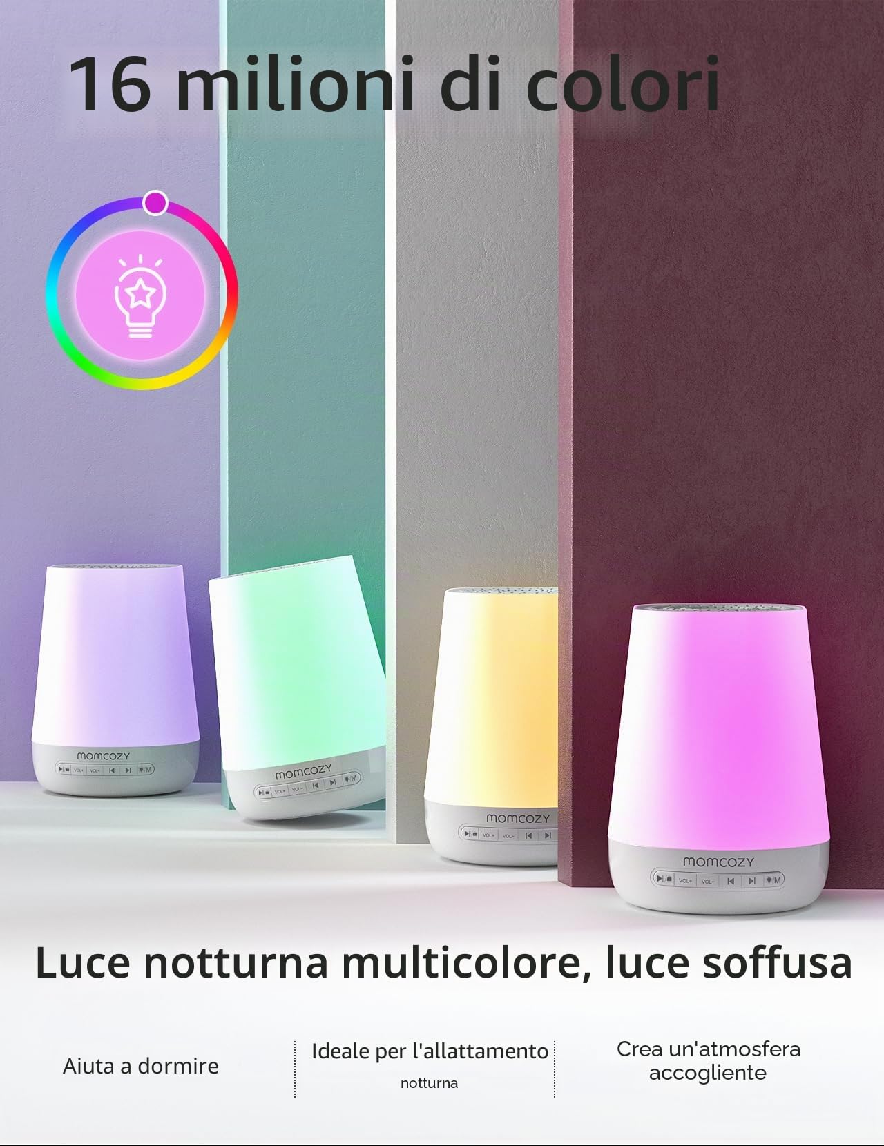 Momcozy Bundle Rumore Bianco Neonati – Portatile & Smart con Luce Notturna