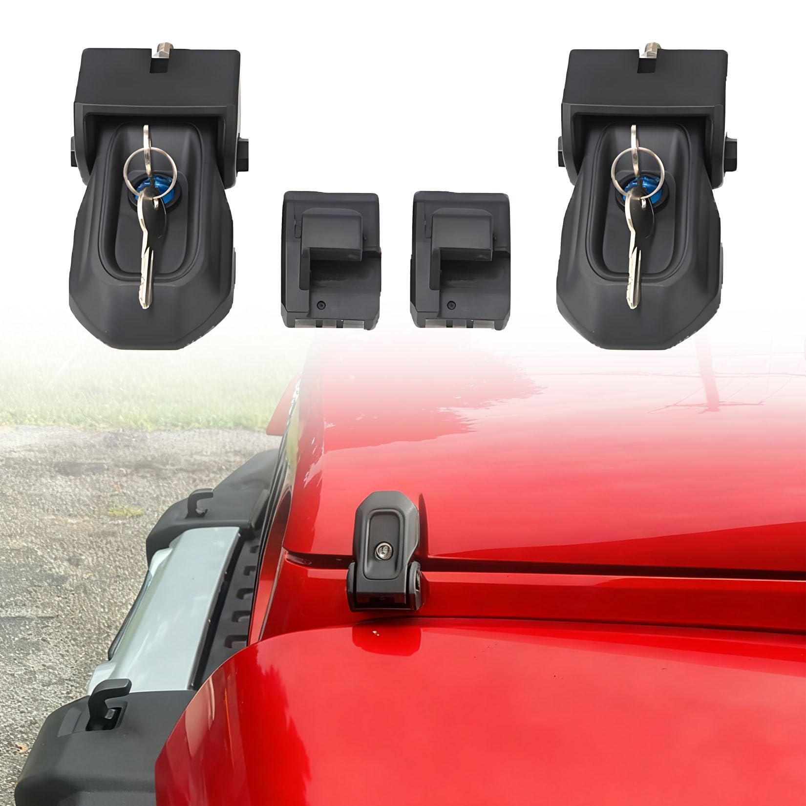 Timilge Hood Latches for JL Hood Lock Latch with Keys Anti Theft Locking Catch for Wrangler JL and Gladiator JT 2018-2025 Models with Lock