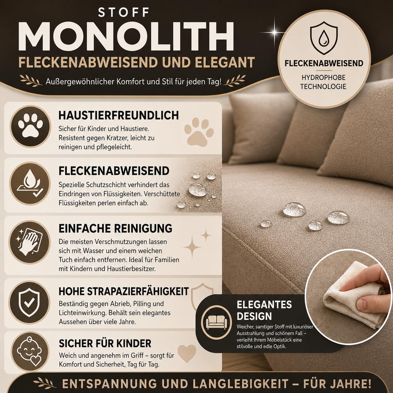 Wohnlandschaft u Form- Gona U - Schlafsofa 346 x 188 cm - T30-Schaumstoff - Automatisches Zusammenklappen für einfaches Entfalten - 346x188x93cm - Monolith 84 (Grau)