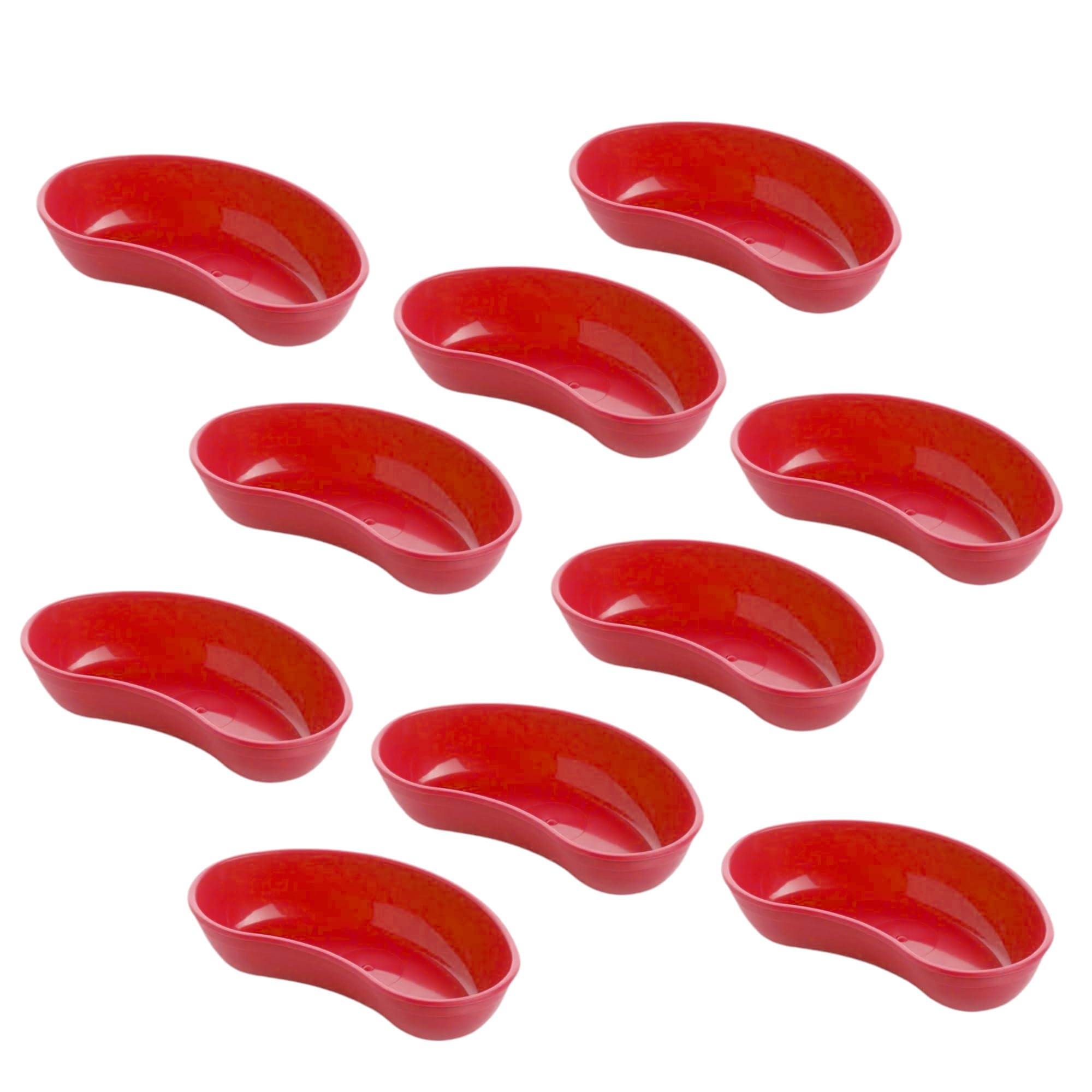 Kidney Dish/Tray/Bowl Medical Supplies Surgical Dental General Purpose Polypropylene 4 Sizes, Pack of 10 (Red, 300mm x 170mm x 70mm)
