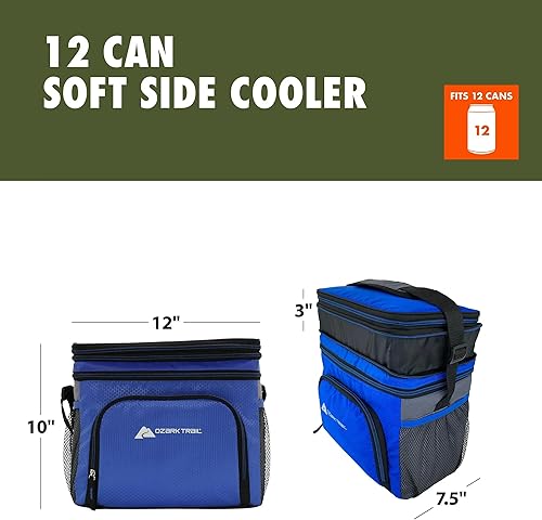 Miniatura 3 de Ozark Trail - Refrigerador de almuerzo pequeño de carcasa dura para 12 latas con forro extraíble, baúl portátil de lados suaves para campamento,