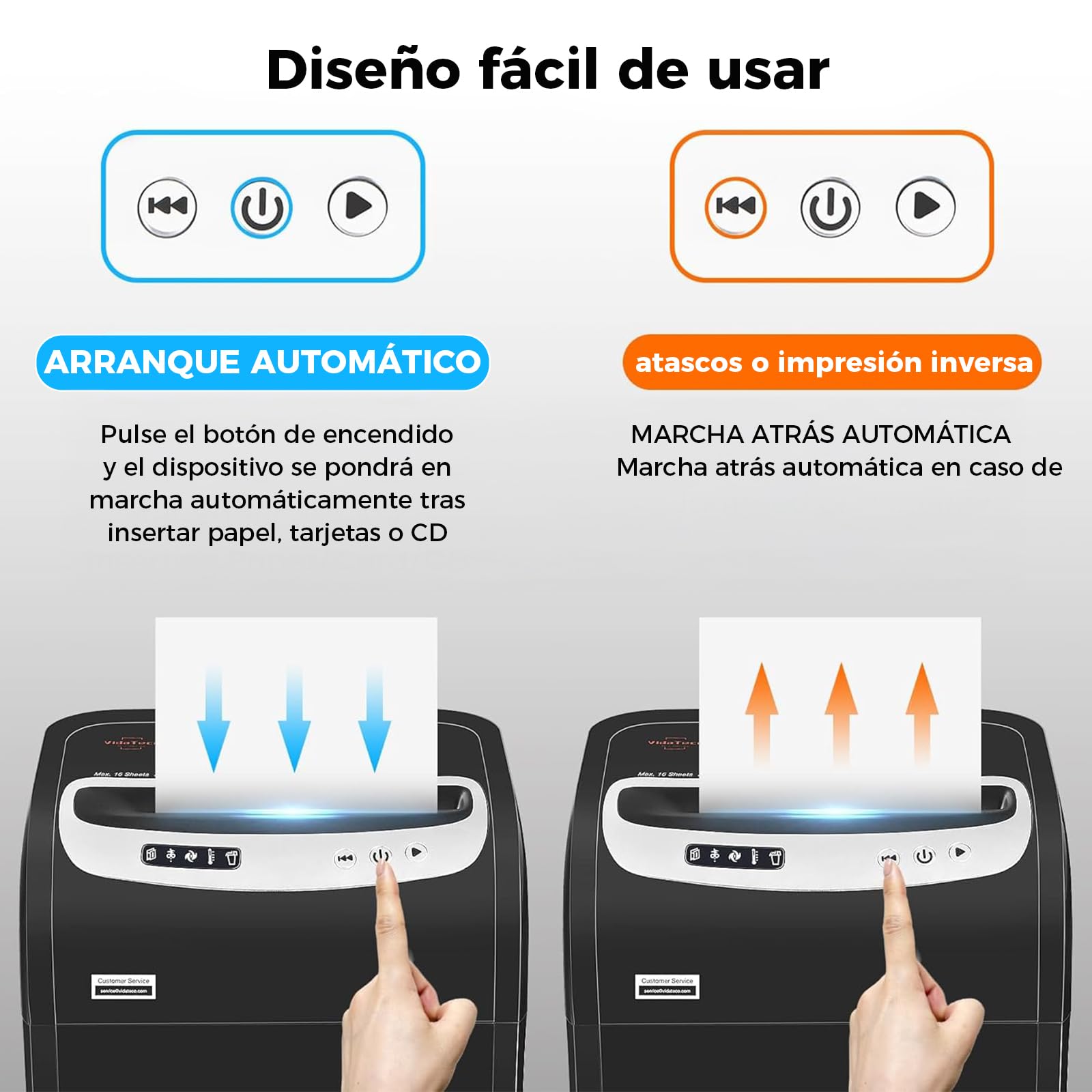 VidaTeco Trituradora de Papel Microcorte (P4) de 18 Hojas 30 l y 4 Ruedas | Destructora de Papel Shredder con una Autonomía de 60 Minutos,Destructora CD y Tarjetas de Crédito para oficina