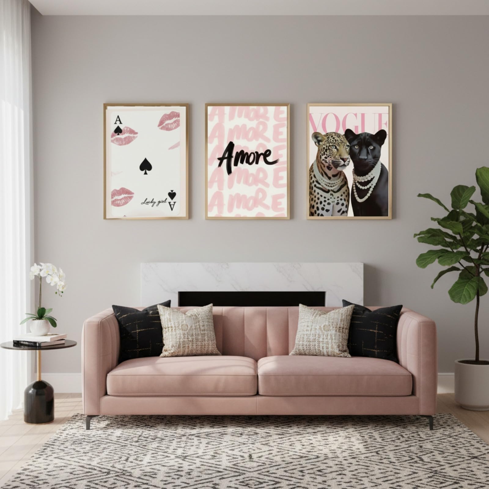 JORCEDI Set of 3 Posters,Trendy Leopard Wall Art,Pink Cheetah Print Canvas Wall Decor,8 Ball Lucky Poster,Aesthetic,for Girls Bedroom, Apartment Dorm,Living Room Unframed (21x30cm,pink 6)
