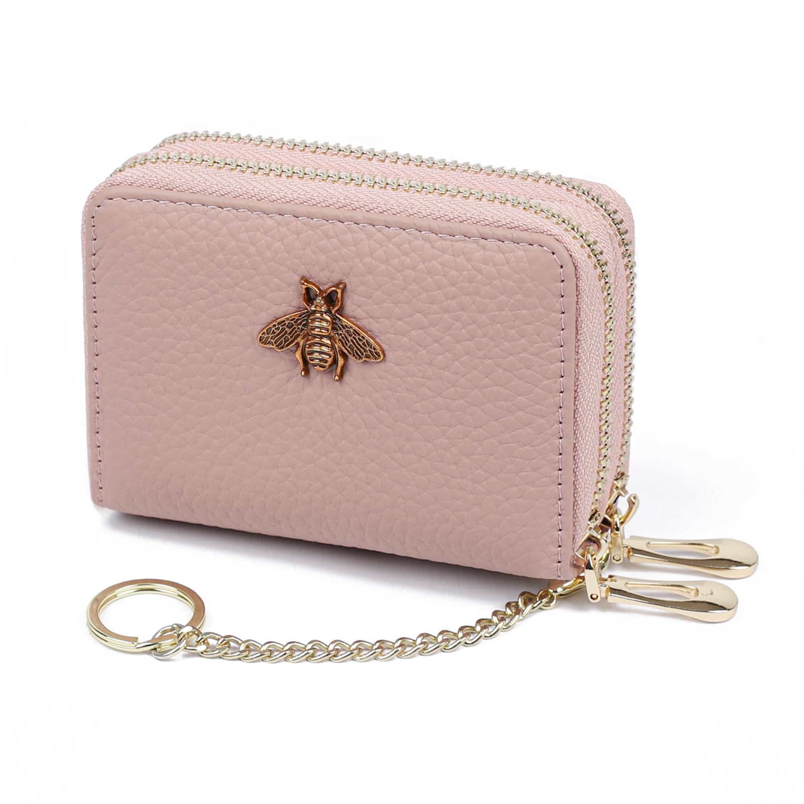 imeetu RFID Credit Card Holder, Small Leather Zipper Card Case Wallet for Women