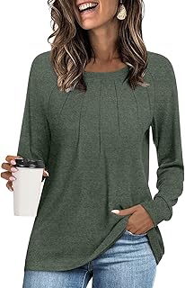 Blusa plisada de manga larga para mujer, estilo casual, holgada, para usar con leggings