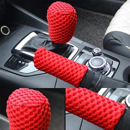 Miniatura 9 de AUCELI Paquete de 2 fundas para pomo de palanca de cambios de automóvil y cubierta para freno de mano, antideslizante, transpirable, cómodo,
