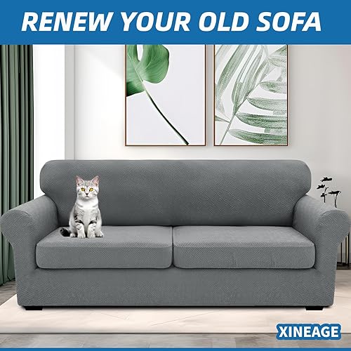 Vista 154 de XINEAGE Funda reclinable de 4 piezas de jacquard elástica con bolsillo, protector de silla reclinable lavable para niños, mascotas, perros y gatos