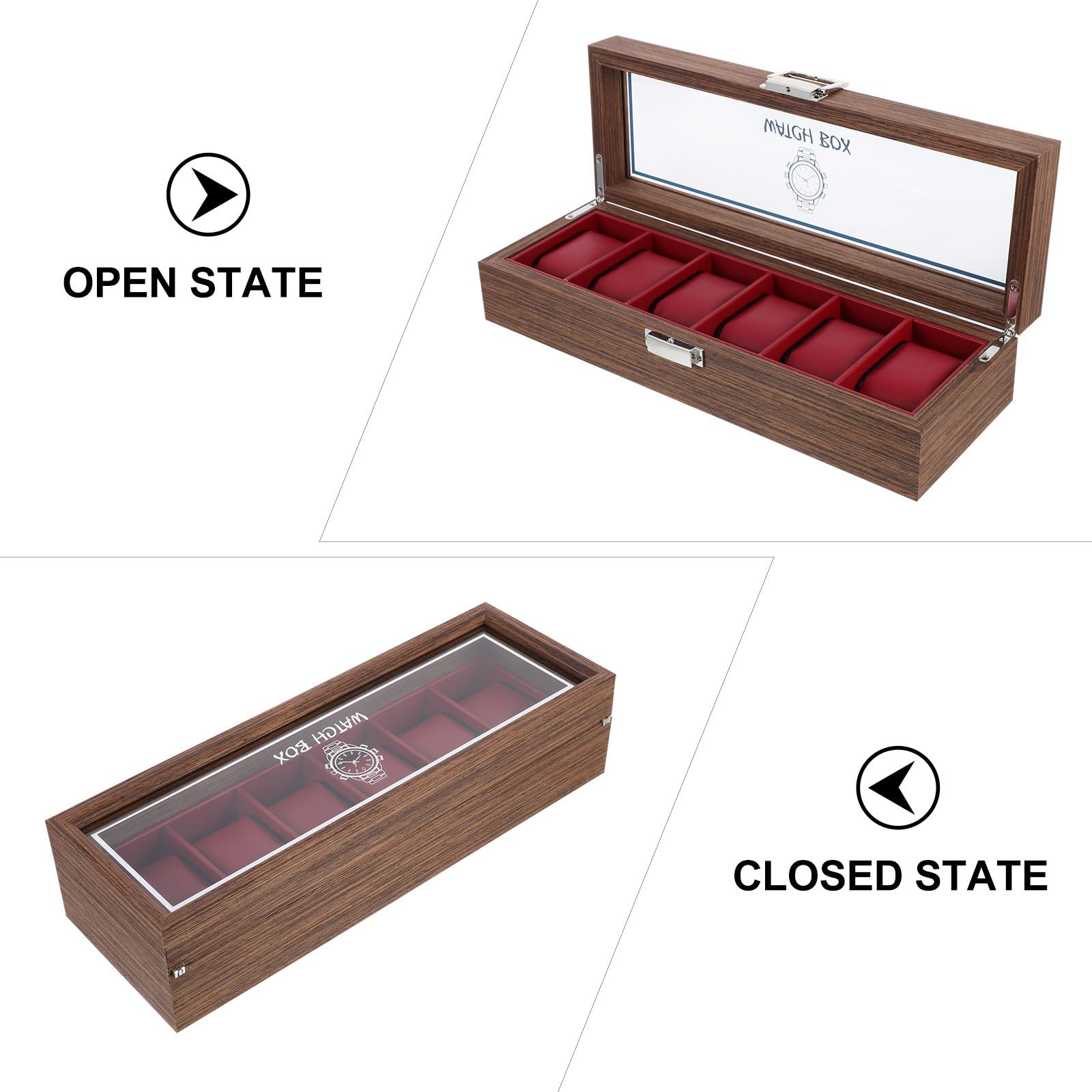 Vitrina para Relojes de Madera para Proteger Relojes del Daño y Arañazos 6 Ranuras, Caja Organizadora Elegante en Ocasiones Obsequios
