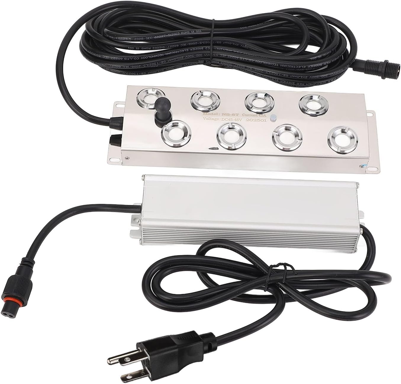 Ultrasonic Fogger, 8 Head 6000ml hr Mist Maker with IP67 Water Proof Power Supply, for Pond Garden Lawn Rockery Indoor Outdoor Landscape (US Plug)