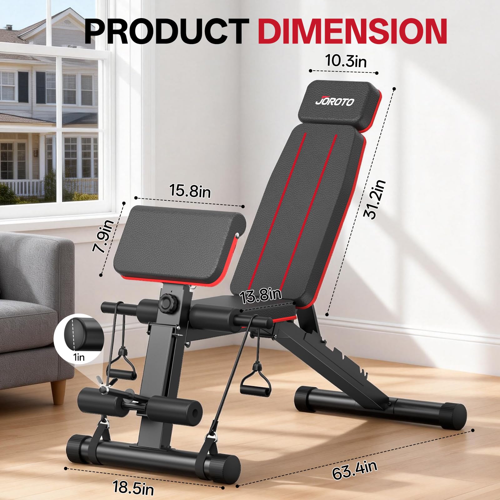 Adjustable Weight Bench for Home Gym, 1000 LBS Capacity, Foldable Incline Decline Flat Workout Bench with Leg Extension & Back Extension, Exercise Preacher Curl Bench for Full Body Training