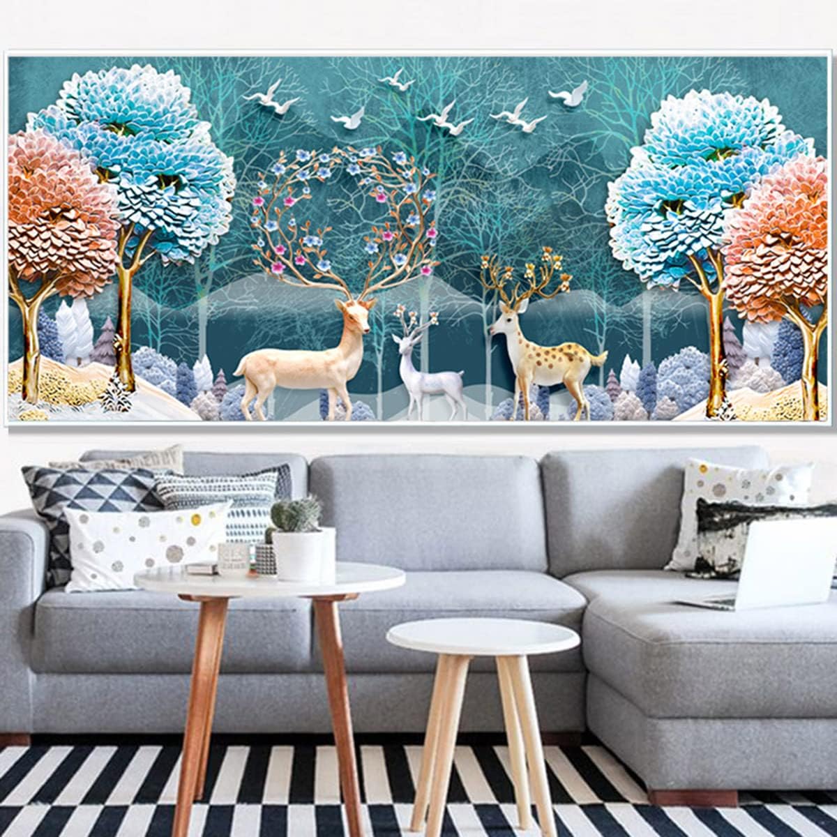 Instarry 5D DIY Diamond Painting Large Size Deer Mosaic Rhinestones Embroidery Home Office Decor Art Set 47.2x19.7 inch