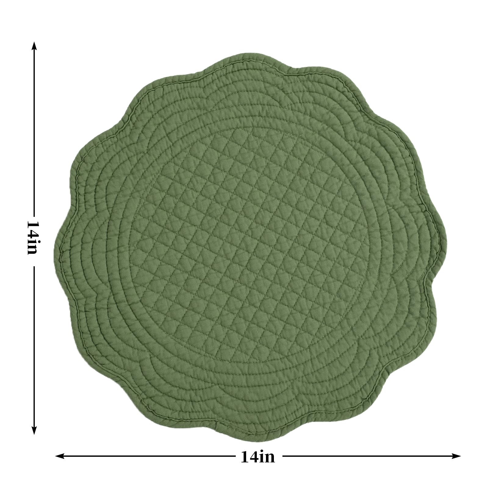 HOMBYS Quilted Placemats Set of 6 Washable Round Placemats for Kitchen Table-100% Cotton Fabric 13 Inch Round Table Mats, Cotton Fabric with Microfiber Filling (13