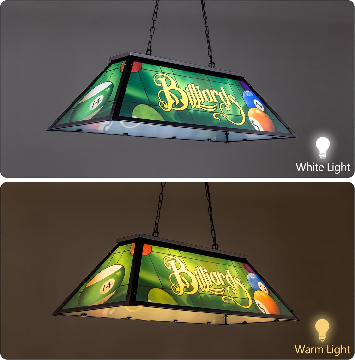 TOCHIC Vintage Pool Table Light 3 Lights Tiffany-Style Pool Table Lights 43.3" Billiard Lights for Over Pool Table Farmhouse Chandelier for Game Room Man Cave Club Dining Table