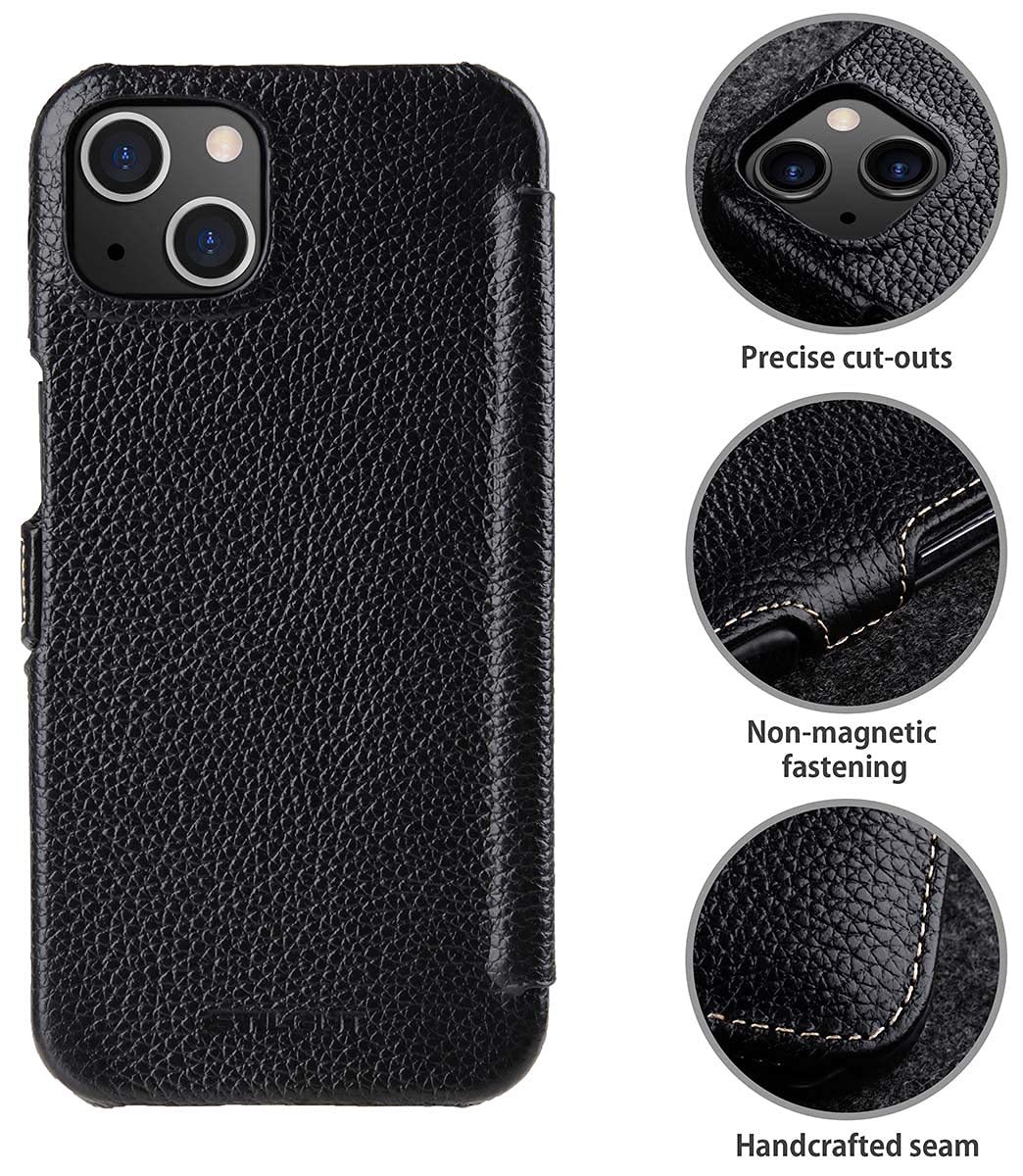 STILGUT Book Case Compatible with iPhone 13 (6.1 Inch) Leather Case with Clip Closure, Flip Case, Mobile Phone Case - Image 2