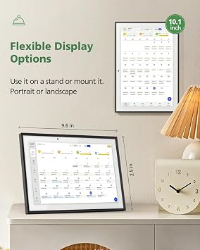 9.6 Inch Digital Calendar Chore Chart, Smart Digital Calendar Wall Planner Picture Frame with HD Touch Screen, Desk & Wall Mount Planner for Family Schedules(Black)